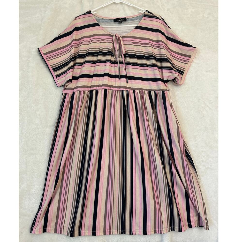 Suzanne Betro Pink Fit Flare Dress 3X Lightweight Flowy Dainty